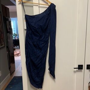 Ronny Kobo Collection Midnight Blue One Shoulder Dress